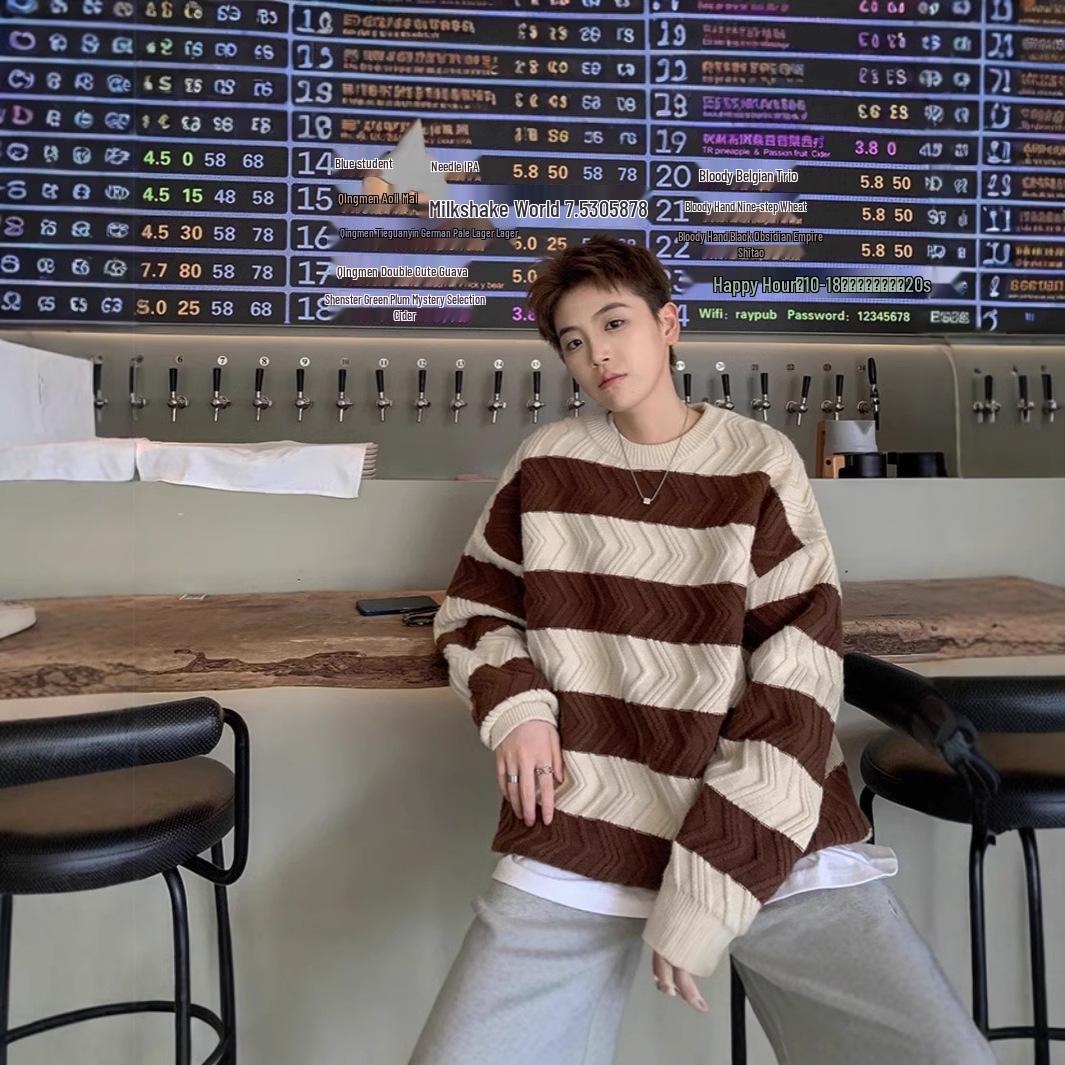 Men s Vintage Japanese Striped Crew Neck Wool Sweater - Loose, Lazy Style for Autumn/Winter. Medium коричневий
Men s Vintage Japanese Striped Crew Neck Wool Sweater - Loose, Lazy Style for Autumn/Winter. Medium коричневий