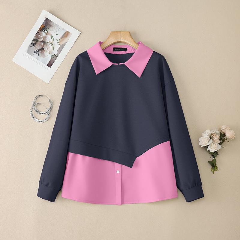 ZANZEA Жіночий тонкий світшот з довгим рукавом і коміром, що відвертається, у стилі печворк 4XL фіолетовий
ZANZEA Жіночий тонкий світшот з довгим рукавом і коміром, що відвертається, у стилі печворк 4XL фіолетовий