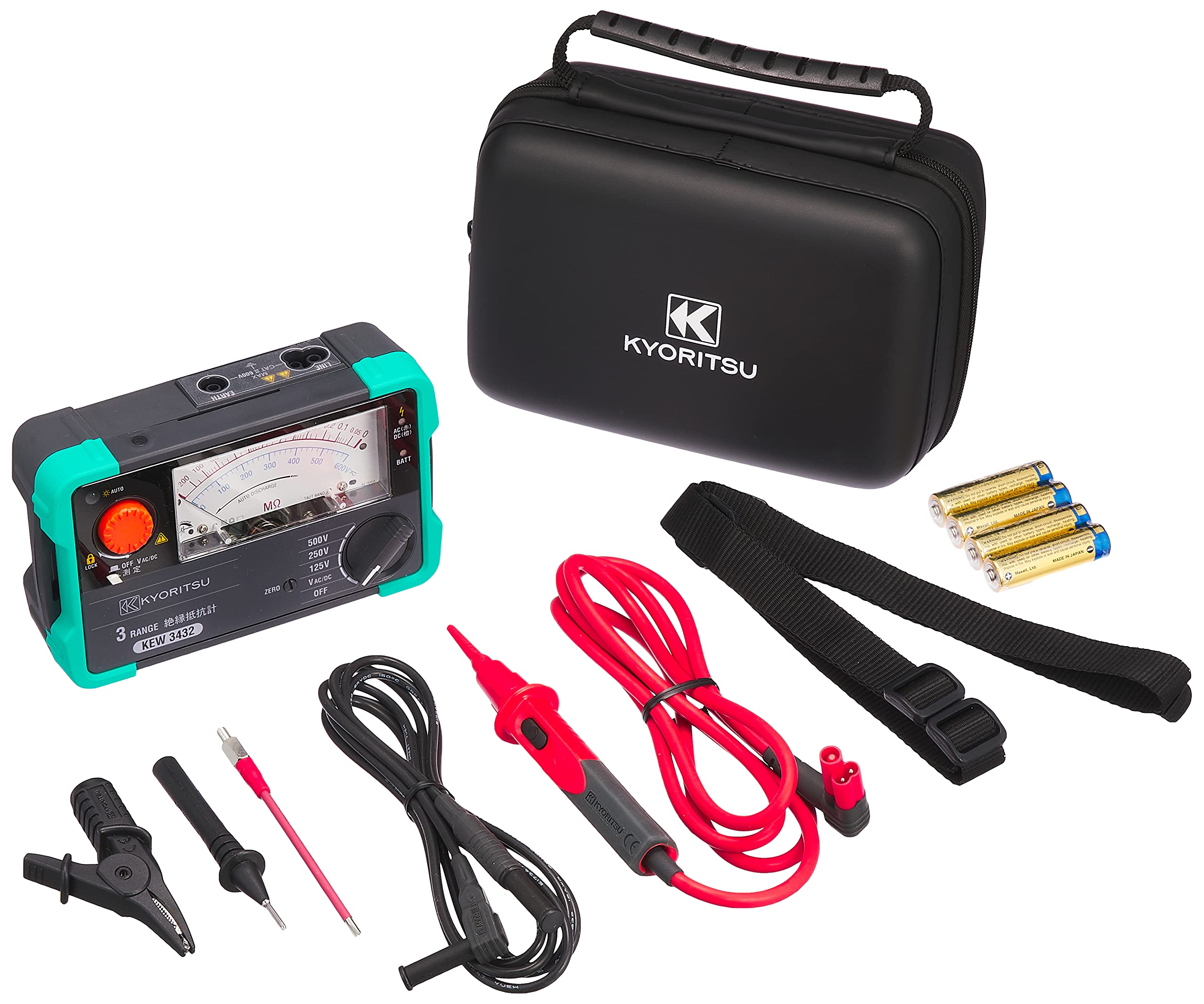 Kyoritsu Electric Meter Вимірювач опору ізоляції Kyumeg 3 діапазону (КЬОРІЦУ) (125В/250В/500В) модель.3432 червоний
Kyoritsu Electric Meter Вимірювач опору ізоляції Kyumeg 3 діапазону (КЬОРІЦУ) (125В/250В/500В) модель.3432 червоний