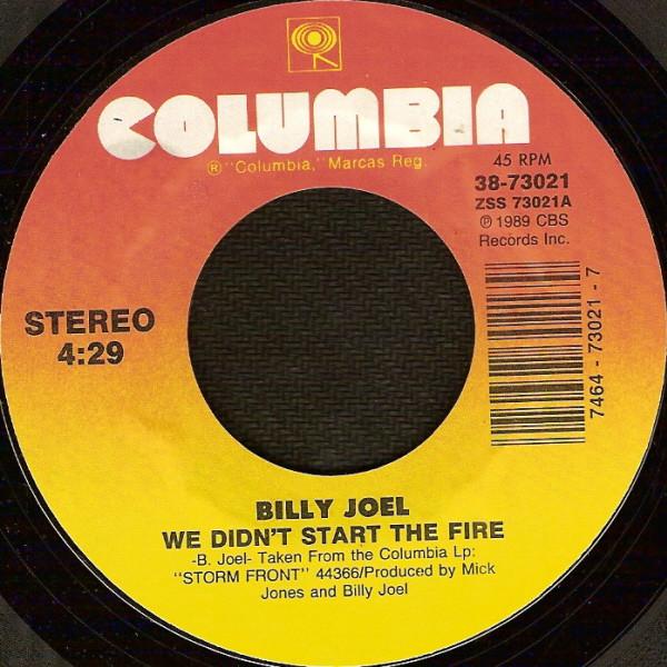 7-дюймовая пластинка БИЛЛИ ДЖОЭЛ - We Didn t Start The Fire 3873021 Columbia 1989 США Рок Б/У
7-дюймовая пластинка БИЛЛИ ДЖОЭЛ - We Didn t Start The Fire 3873021 Columbia 1989 США Рок Б/У