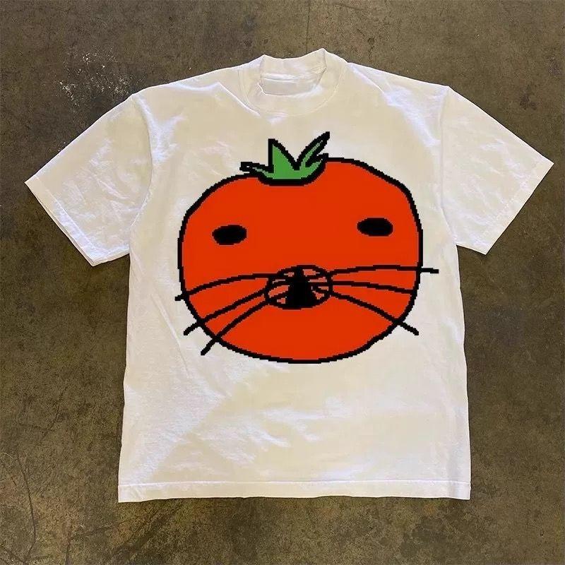 American retro funny tomato kitten print summer loosefitting Unisexs and Womens couple white cotton shortsleeved shirt 4XL
American retro funny tomato kitten print summer loosefitting Unisexs and Womens couple white cotton shortsleeved shirt 4XL