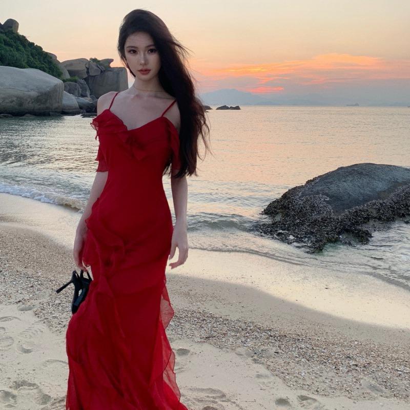 Cold Department Unique Chic Skirt Retro Off-the-shoulder Ruffle Red Long Dress Seaside Vacation Dress Women s Summer XL червоний
Cold Department Unique Chic Skirt Retro Off-the-shoulder Ruffle Red Long Dress Seaside Vacation Dress Women s Summer XL червоний
