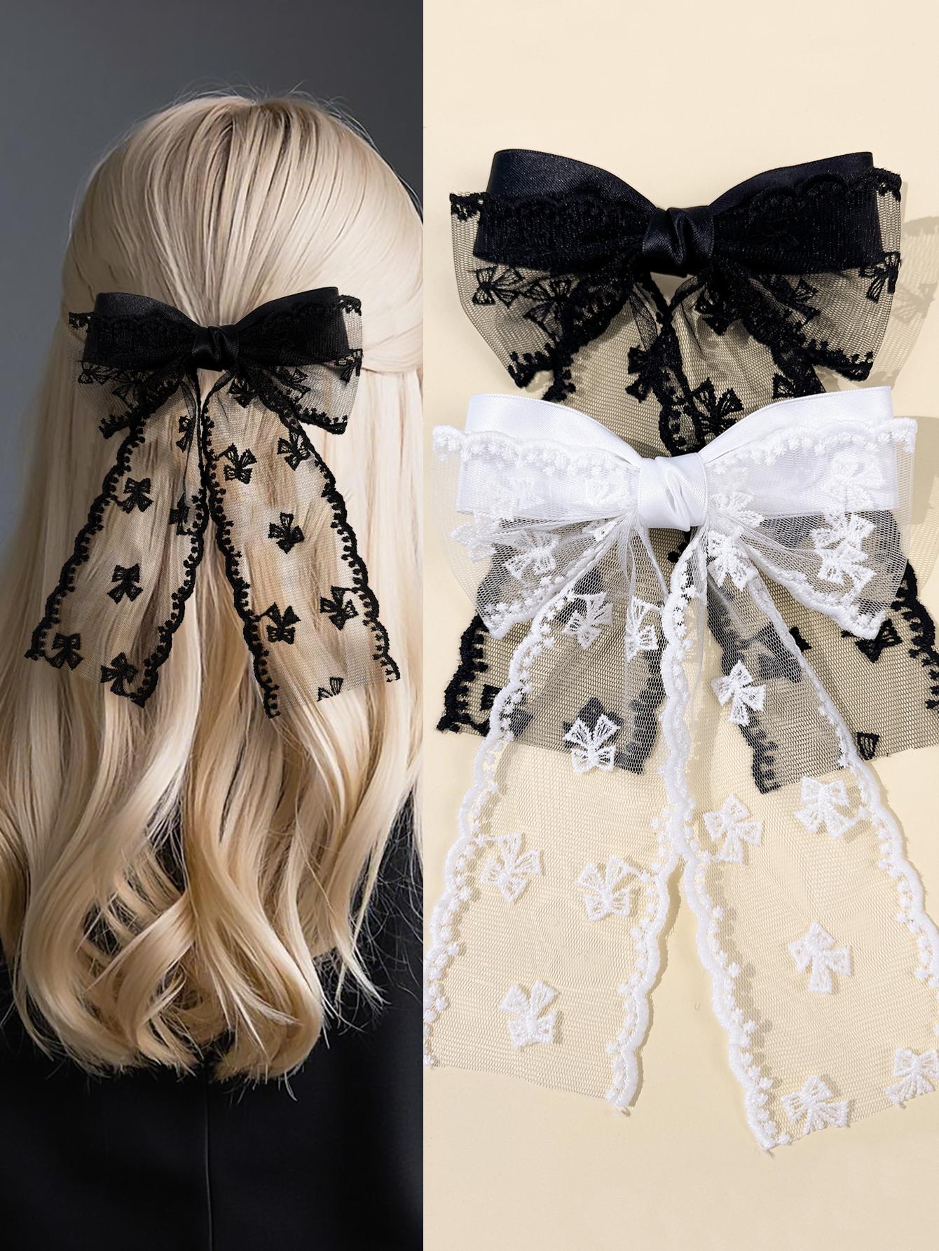 Lace bow hair clip, female sweet and elegant temperament, back of the head top clip hair accessory
Lace bow hair clip, female sweet and elegant temperament, back of the head top clip hair accessory
