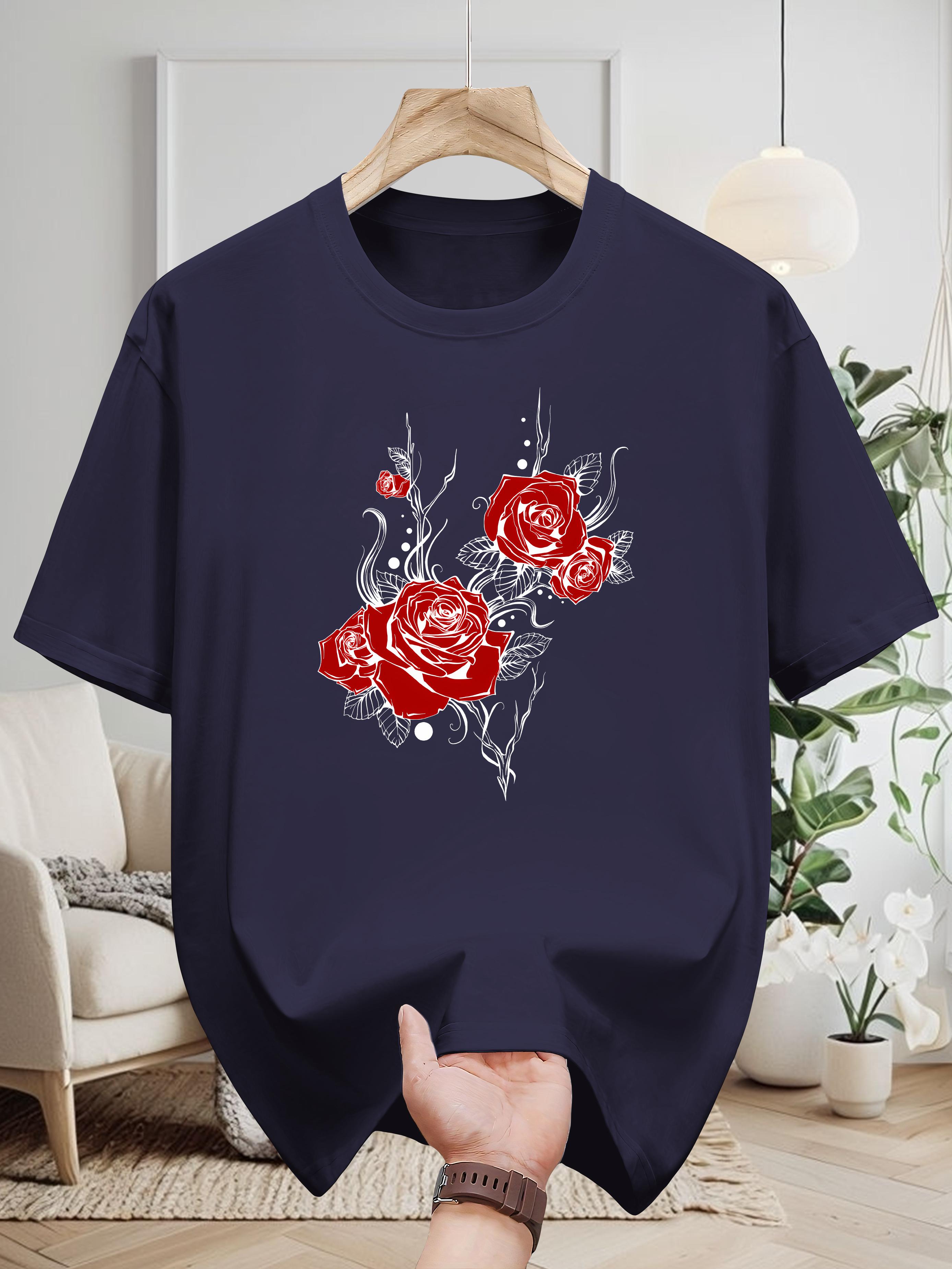 Niuwang Selection 200g 100% Cotton Short Sleeve T-shirt - White Casual Round Neck Tee with Red Geometric Rose Print S
Niuwang Selection 200g 100% Cotton Short Sleeve T-shirt - White Casual Round Neck Tee with Red Geometric Rose Print S