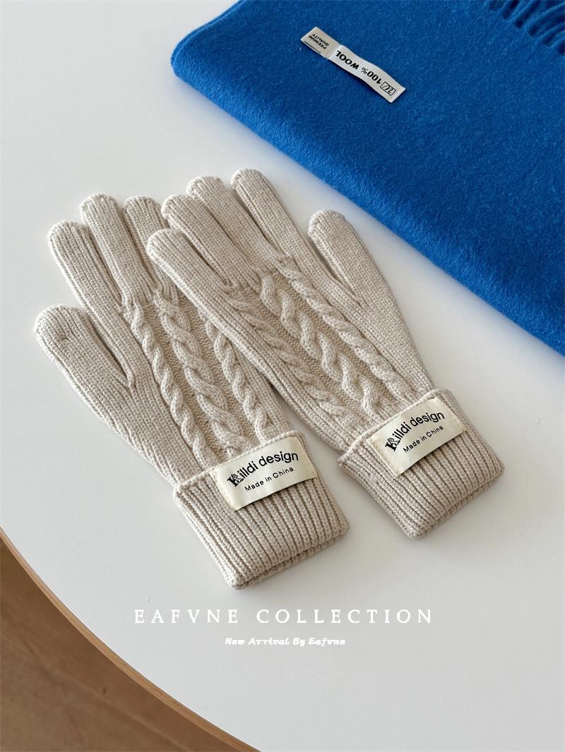 Корейский стиль Женская шерстяная шапка-балаклава и витые перчатки комплект на осень/зиму