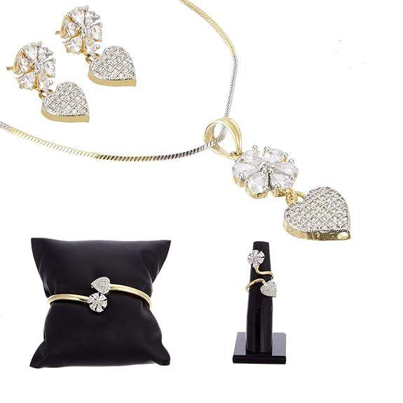Комплект украшений с позолоченным кулоном в форме сердца с американскими бриллиантами, серьгами, браслетом и кольцом для женщин и девочек
Комплект украшений с позолоченным кулоном в форме сердца с американскими бриллиантами, серьгами, браслетом и кольцом для женщин и девочек