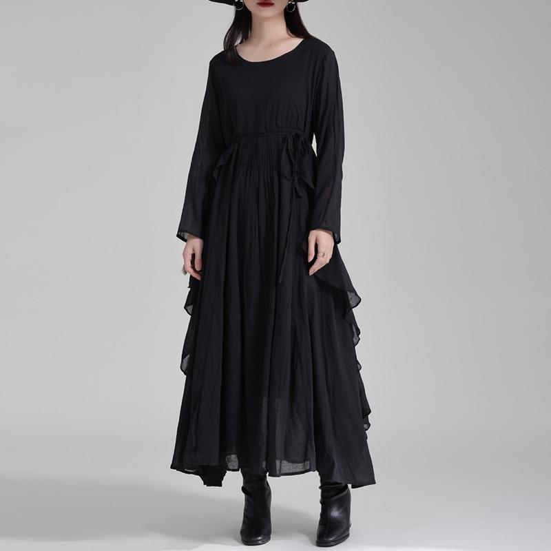 Johnature Ruffled Flowing Dress Autumn Loose Skinny Pleated Black Bottom Irregular Dress One Size чорний
Johnature Ruffled Flowing Dress Autumn Loose Skinny Pleated Black Bottom Irregular Dress One Size чорний