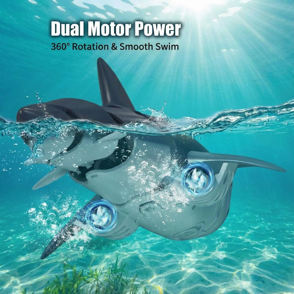 2.4G RC Shark with Waterproof Remote Control, Water Spray & LED, High Simulation Animal Toy for Kids Summer Pool Party
2.4G RC Shark with Waterproof Remote Control, Water Spray & LED, High Simulation Animal Toy for Kids Summer Pool Party