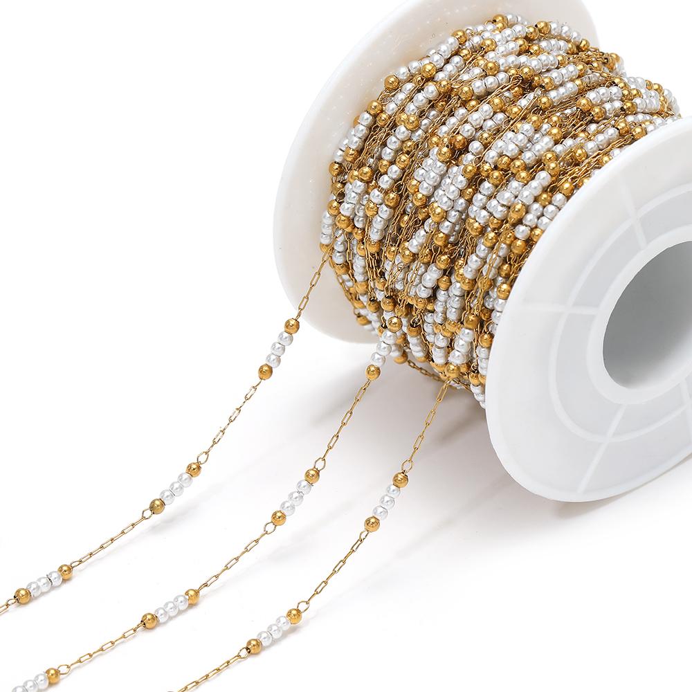 1 Meter Stainless Steel 2mm Gold Beaded Stone Pearls Chains for DIY Jewelry Findings Necklace Bracelet Supplies Earrings Making
1 Meter Stainless Steel 2mm Gold Beaded Stone Pearls Chains for DIY Jewelry Findings Necklace Bracelet Supplies Earrings Making