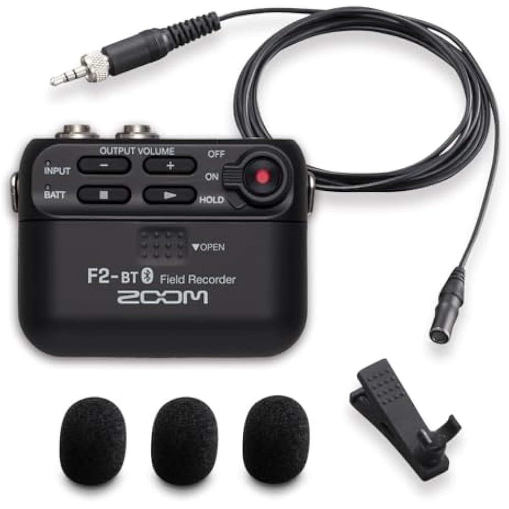 ZOOM F2-BT Lavalier with Microphone, 32 Bit Float Recording, Ultra Compact Recorder, Bluetooth Co...
ZOOM F2-BT Lavalier with Microphone, 32 Bit Float Recording, Ultra Compact Recorder, Bluetooth Co...