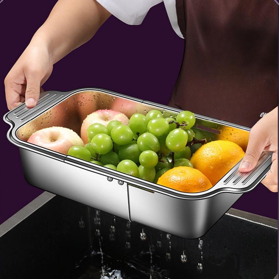Stainless Steel Telescopic Over-the-Sink Colander Basket, Adjustable For Rinsing Fruits, Vegetables, Draining Pasta 33cm-44cm срібний
Stainless Steel Telescopic Over-the-Sink Colander Basket, Adjustable For Rinsing Fruits, Vegetables, Draining Pasta 33cm-44cm срібний