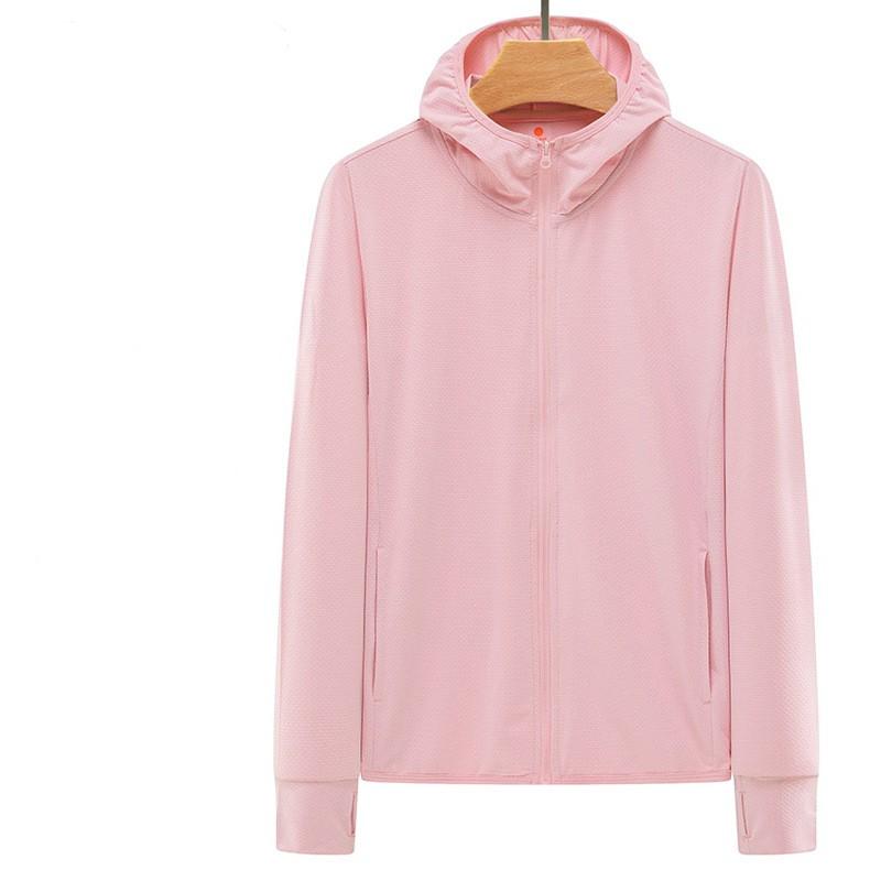 Женская летняя однотонная простая легкая дышащая солнцезащитная куртка на молнии для занятий спортом на открытом воздухе XS розовый