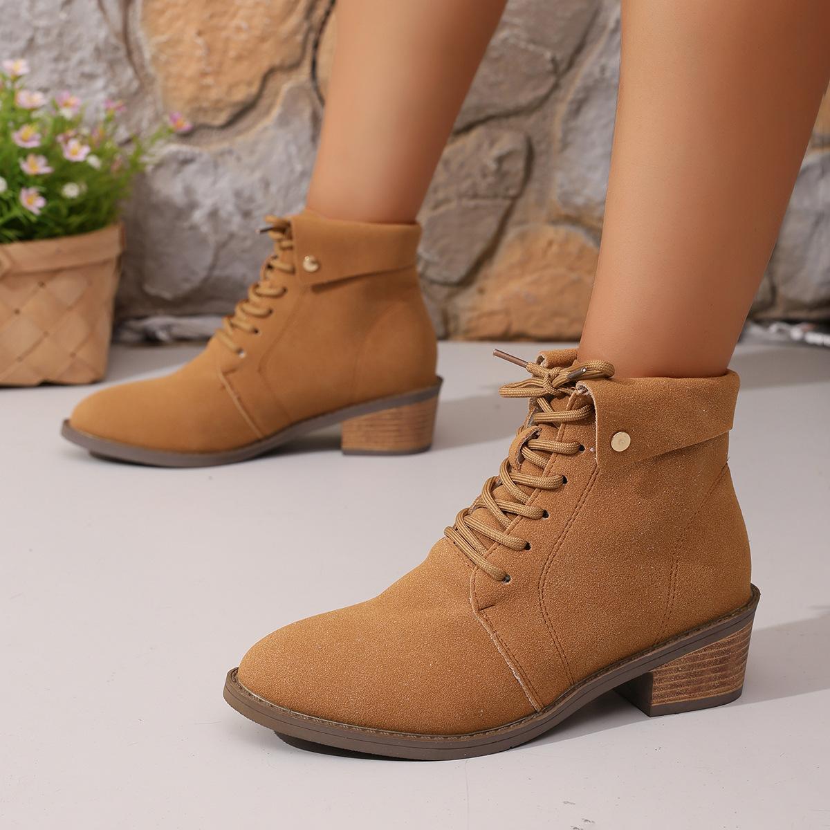 Pointed Toe British Style Size 36-42 Brown Ankle Boots New Chunky Heel Lace Up Boots for Women Fashion Botas Mujer 42 коричневий
Pointed Toe British Style Size 36-42 Brown Ankle Boots New Chunky Heel Lace Up Boots for Women Fashion Botas Mujer 42 коричневий