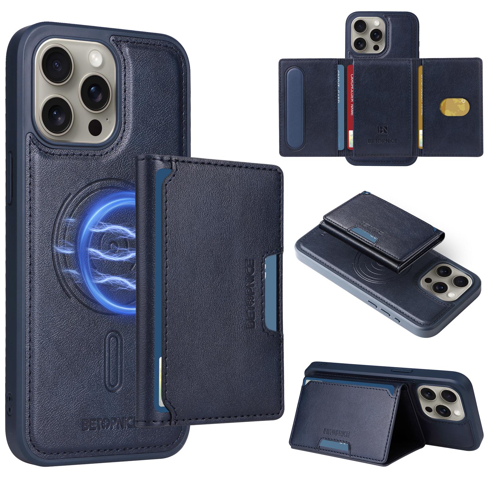For iPhone 15 Pro Max Magnetic Case BETOPNICE Leather Phone Cover Kickstand with Detachable Card Bag Blue
For iPhone 15 Pro Max Magnetic Case BETOPNICE Leather Phone Cover Kickstand with Detachable Card Bag Blue