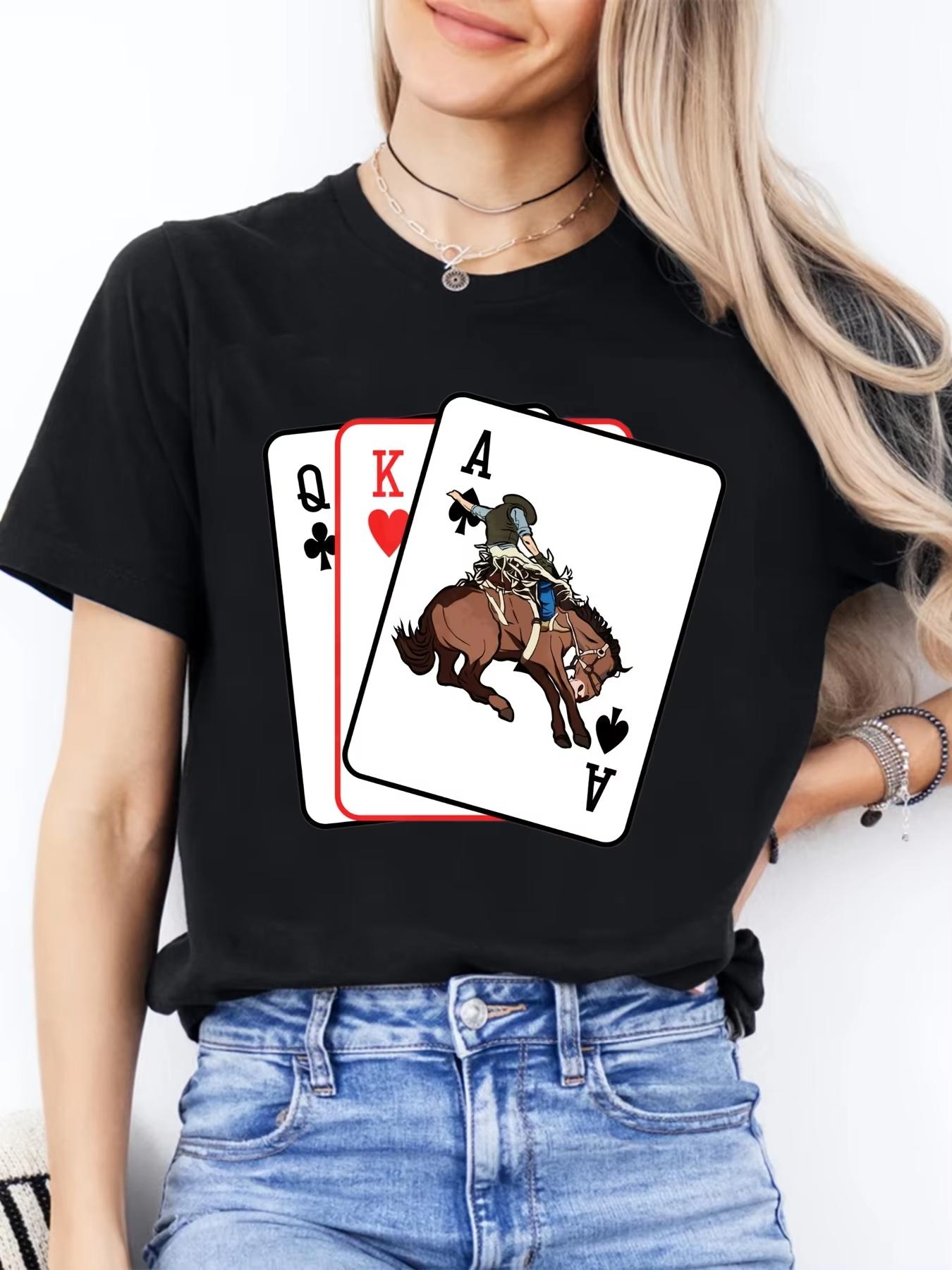 Valentines Day Womens Roundneck Fashionable Casual with Poker Card and Horseback Riding Patterns A Trendy and Fun Style S
Valentines Day Womens Roundneck Fashionable Casual with Poker Card and Horseback Riding Patterns A Trendy and Fun Style S