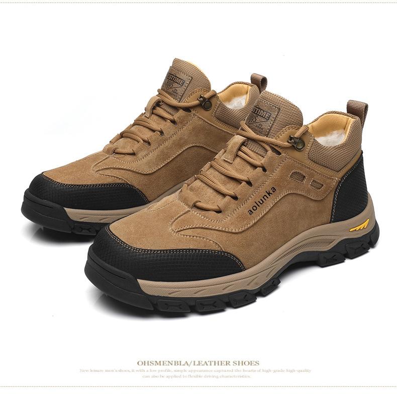 Зимние мужские ботинки, повседневные теплые меховые хлопковые ботинки, зимние ботинки, кожаная нескользящая мужская обувь для отдыха Bota Masculina 10 жёлтый