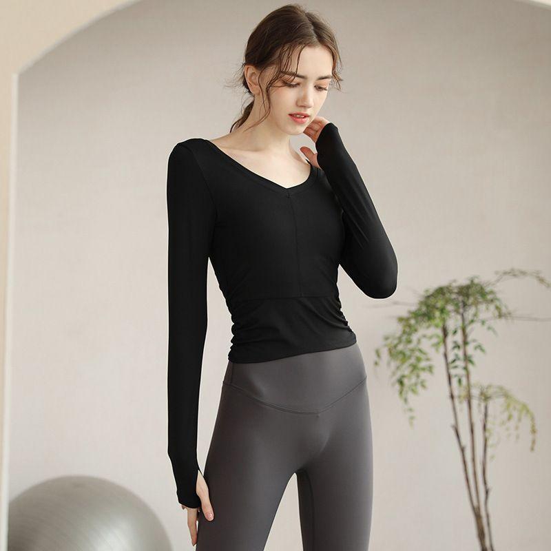 V Neck Yoga Clothes with Chest Pad Women s Spring and Summer Long Sleeves Grade Professional Pilates Clothes Sports Fitness Top S854-Black M
V Neck Yoga Clothes with Chest Pad Women s Spring and Summer Long Sleeves Grade Professional Pilates Clothes Sports Fitness Top S854-Black M