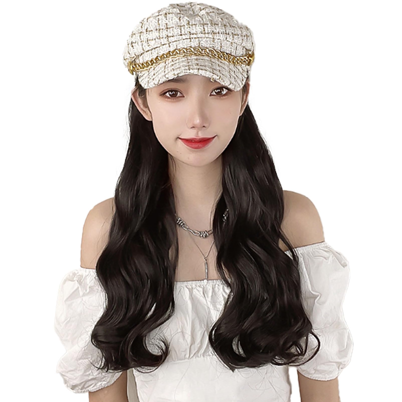 COZENTA Hat Newsboy Hat with Long Wig Color Dark Type Women s Wig, Hair, (Hat White/Hair Brown/Hair Curly)
COZENTA Hat Newsboy Hat with Long Wig Color Dark Type Women s Wig, Hair, (Hat White/Hair Brown/Hair Curly)