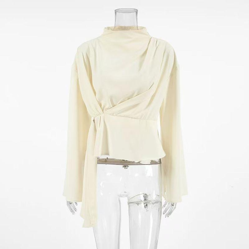 French Style Stand-up Collar Flared Sleeves Ruched Shirt Stand up Collar Flared Sleeve Shirt Apricot color S
French Style Stand-up Collar Flared Sleeves Ruched Shirt Stand up Collar Flared Sleeve Shirt Apricot color S