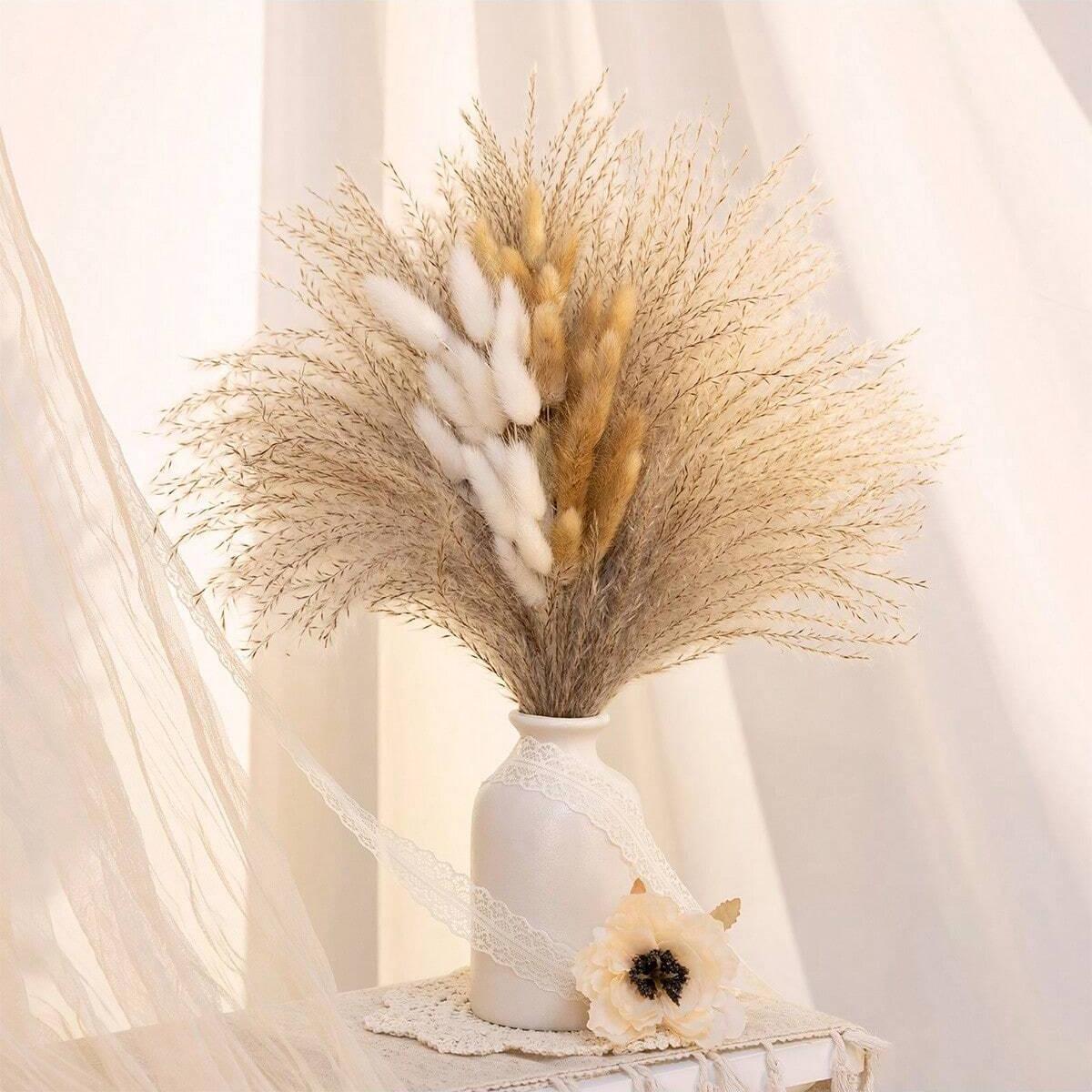 Natural Dried Flower Bouquet,Pampas Grass,Cotton Stems,Bunny Tails,Eucalyptus, Lavender,Rustic Boho Decor for Home, Wedding A bunch
Natural Dried Flower Bouquet,Pampas Grass,Cotton Stems,Bunny Tails,Eucalyptus, Lavender,Rustic Boho Decor for Home, Wedding A bunch