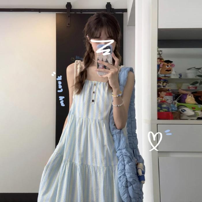 French first love blue suspender dress women s summer new Japanese literary and artistic lazy style long dress slack 2XL
French first love blue suspender dress women s summer new Japanese literary and artistic lazy style long dress slack 2XL