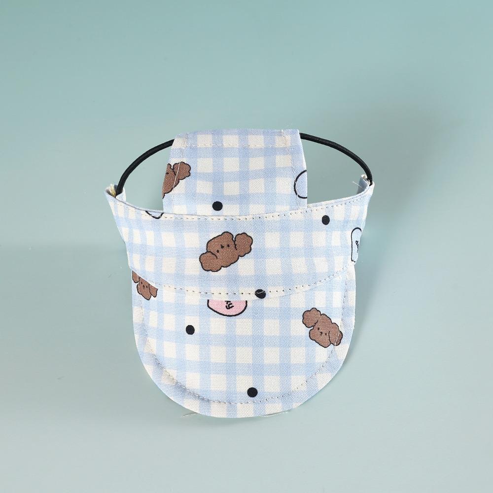 Защита от УФ-лучей Летняя шляпа-панама для питомцев Клетчатая бейсболка Мультяшная шляпа от солнца для собаки Уличная S