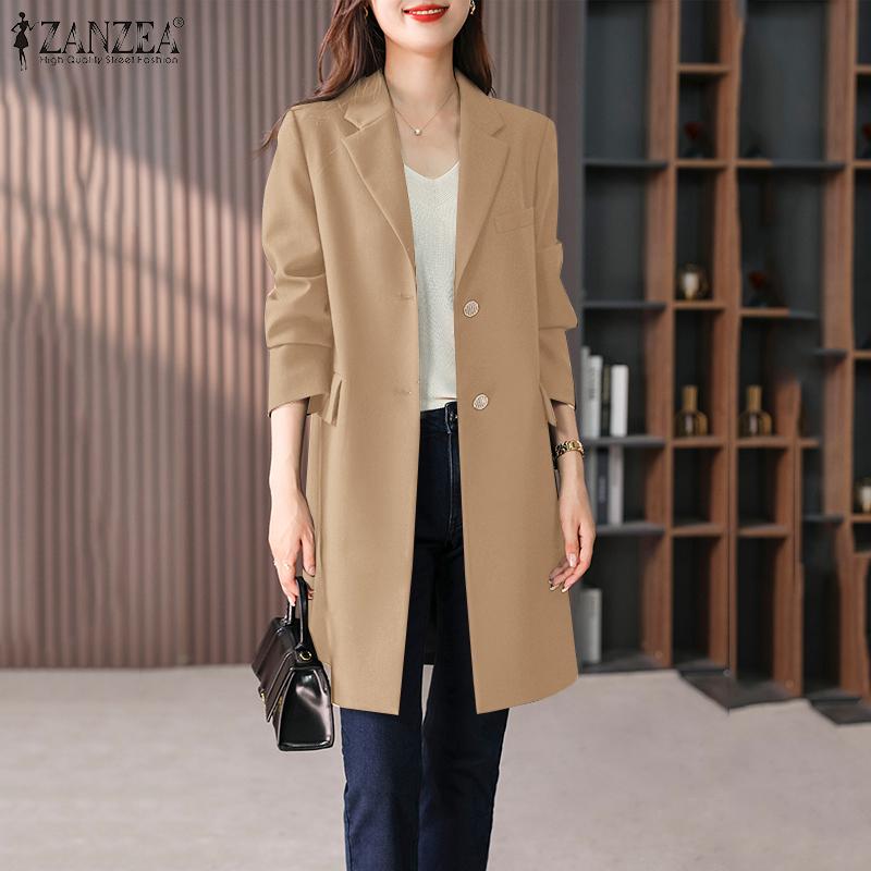 ZANZEA Женский повседневный кардиган с отложным воротником и длинными рукавами, плащ