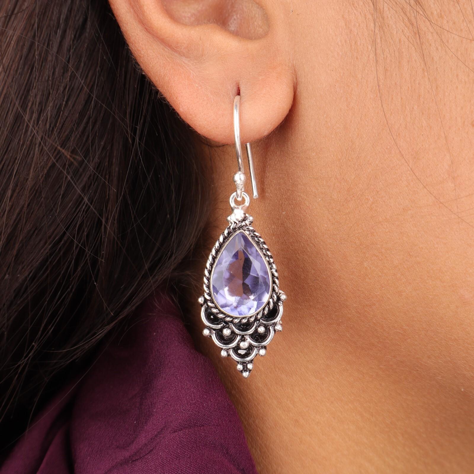 Natural Iolite Gemstone 925 Sterling Silver Jewelry Handmade Dangle Earrings1.9 EE-85-7
Natural Iolite Gemstone 925 Sterling Silver Jewelry Handmade Dangle Earrings1.9 EE-85-7
