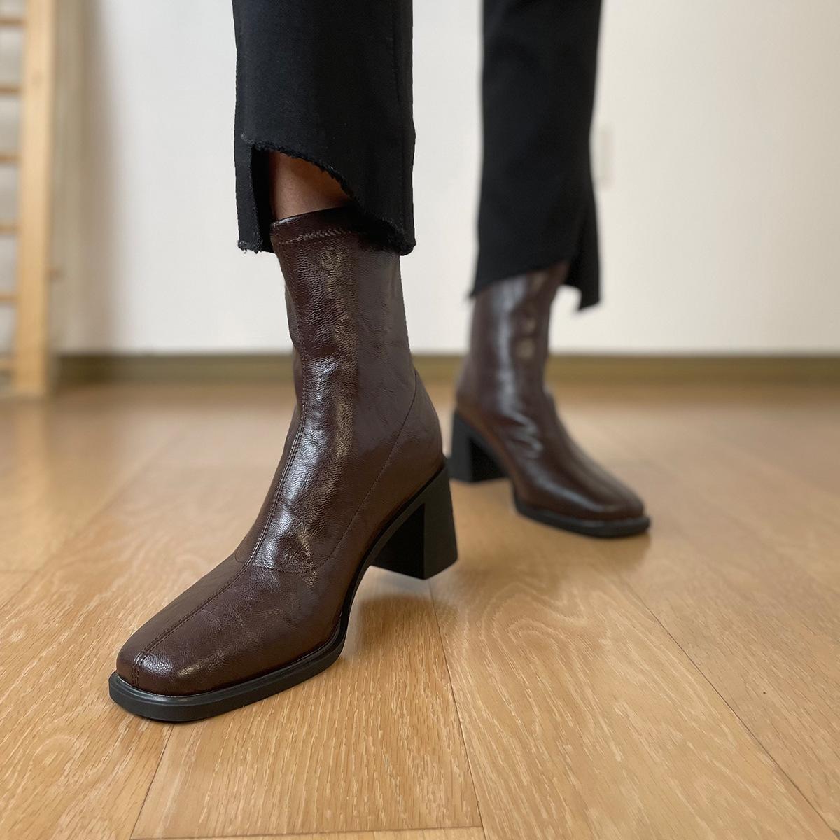 Stretch Skinny Boots Women s Thick Heel High Heel Short Boots Commuter Autumn Winter Vintage Black Boots 42
Stretch Skinny Boots Women s Thick Heel High Heel Short Boots Commuter Autumn Winter Vintage Black Boots 42