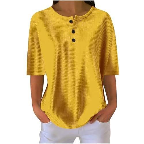Spot fashion round neck waffle summer new solid color pullover middle sleeve top 5XL жовтий
Spot fashion round neck waffle summer new solid color pullover middle sleeve top 5XL жовтий