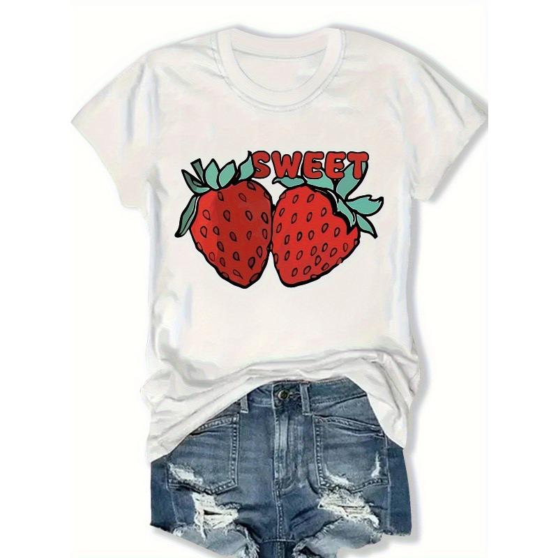Women S Strawberry Print T-Shirt with Sweet Lettering & Red Berries - Casual Short Sleeve Round Neck All-Season Comfort Fit Top, 4XL білий
Women S Strawberry Print T-Shirt with Sweet Lettering & Red Berries - Casual Short Sleeve Round Neck All-Season Comfort Fit Top, 4XL білий