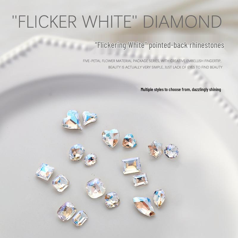 Nail Art Rhinestones: Heart, Asymmetrical, Pillow, Square, Rectangle, Peach Heart - 10 Sparkling White Pieces
Nail Art Rhinestones: Heart, Asymmetrical, Pillow, Square, Rectangle, Peach Heart - 10 Sparkling White Pieces