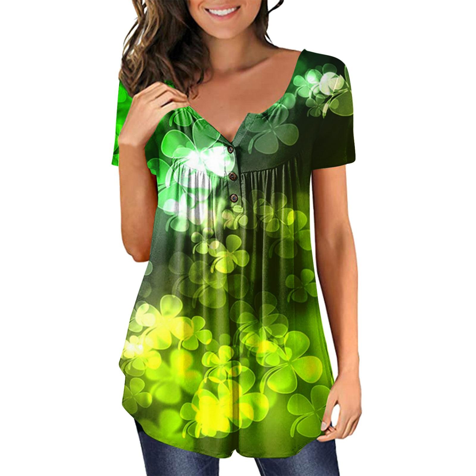 Women s Fashion St. Patrick s Day Printed Short Sleeve V-Neck Live Button Top XXXL
Women s Fashion St. Patrick s Day Printed Short Sleeve V-Neck Live Button Top XXXL