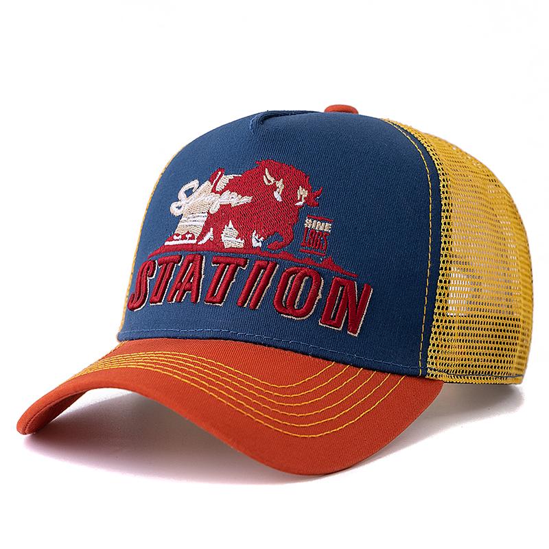 Летняя рыболовная кепка STATION Letter унисекс, дышащая сетчатая кепка дальнобойщика с вышитыми большими бизонами и быками 56cm-60cm темно-синий/оранжевый
Летняя рыболовная кепка STATION Letter унисекс, дышащая сетчатая кепка дальнобойщика с вышитыми большими бизонами и быками 56cm-60cm темно-синий/оранжевый
