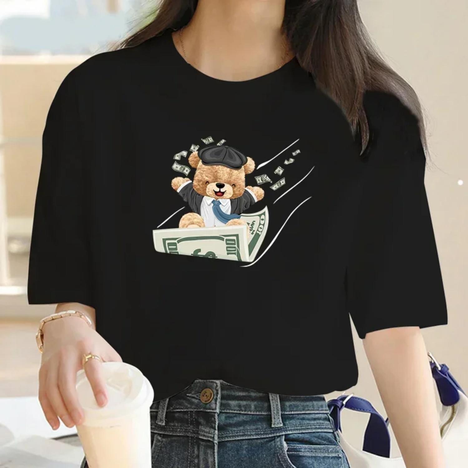 Colorful Bear Print TShirtCasual Crew Neck Short Sleeve TShirt ForSpring SummerWomens Clothing S чёрный
Colorful Bear Print TShirtCasual Crew Neck Short Sleeve TShirt ForSpring SummerWomens Clothing S чёрный