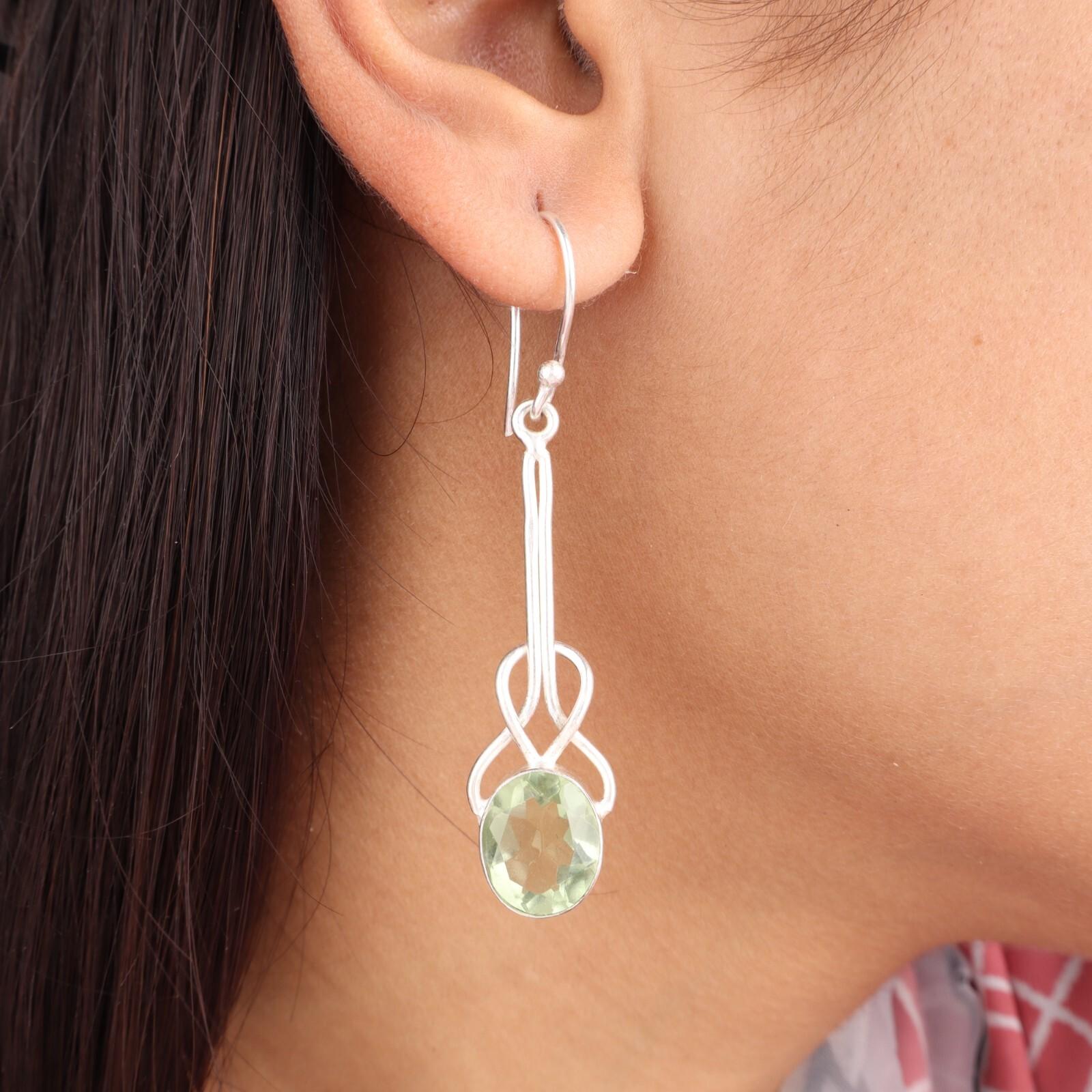 Green Amethyst Gemstone 925 Sterling Silver Jewelry Handmade Hook Earrings 1.76 EE-171-16
Green Amethyst Gemstone 925 Sterling Silver Jewelry Handmade Hook Earrings 1.76 EE-171-16