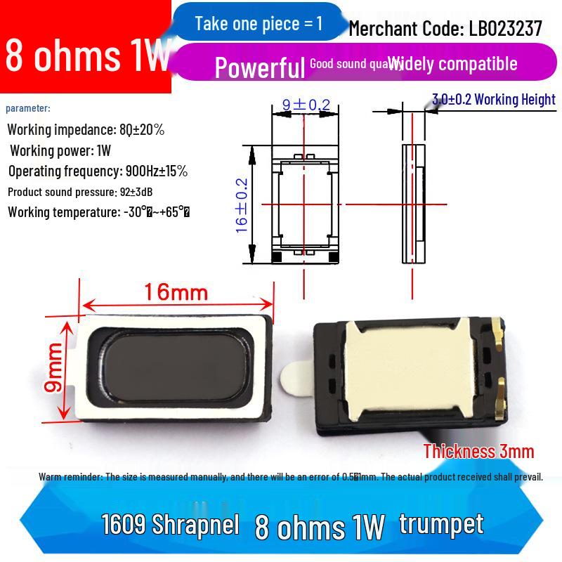 Waterproof 8 Ohm 1W Aluminum Film Coil Magnet Speaker for Smart Watches & Laptops
Waterproof 8 Ohm 1W Aluminum Film Coil Magnet Speaker for Smart Watches & Laptops