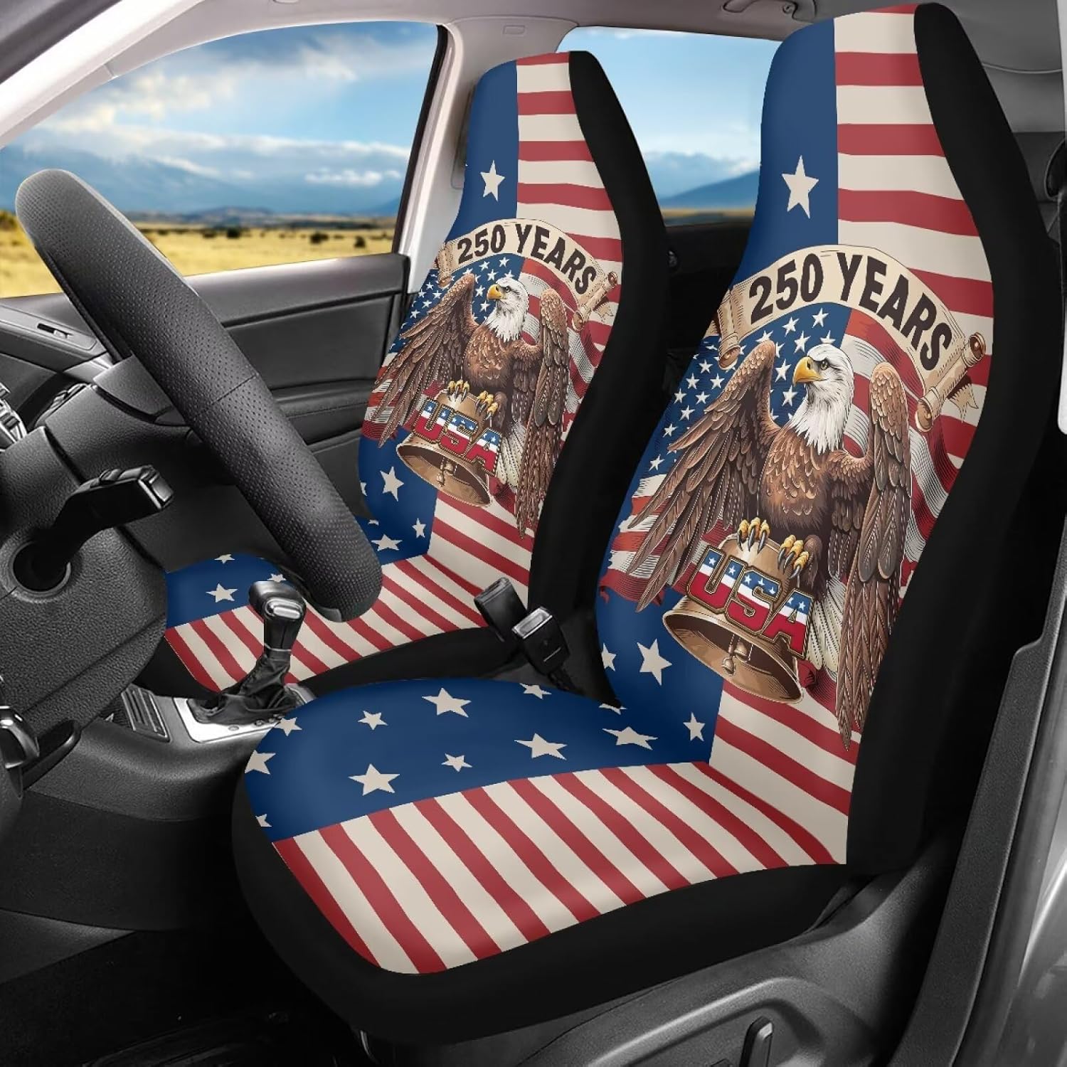 Bulopur Jamaican Flag Polyester Car Seat Cover Sets, Universal Fit for Car, SUV, Truck, Van; 2 Pcs Front Seat Protectors 250 Years Eagle Bell Amer
Bulopur Jamaican Flag Polyester Car Seat Cover Sets, Universal Fit for Car, SUV, Truck, Van; 2 Pcs Front Seat Protectors 250 Years Eagle Bell Amer