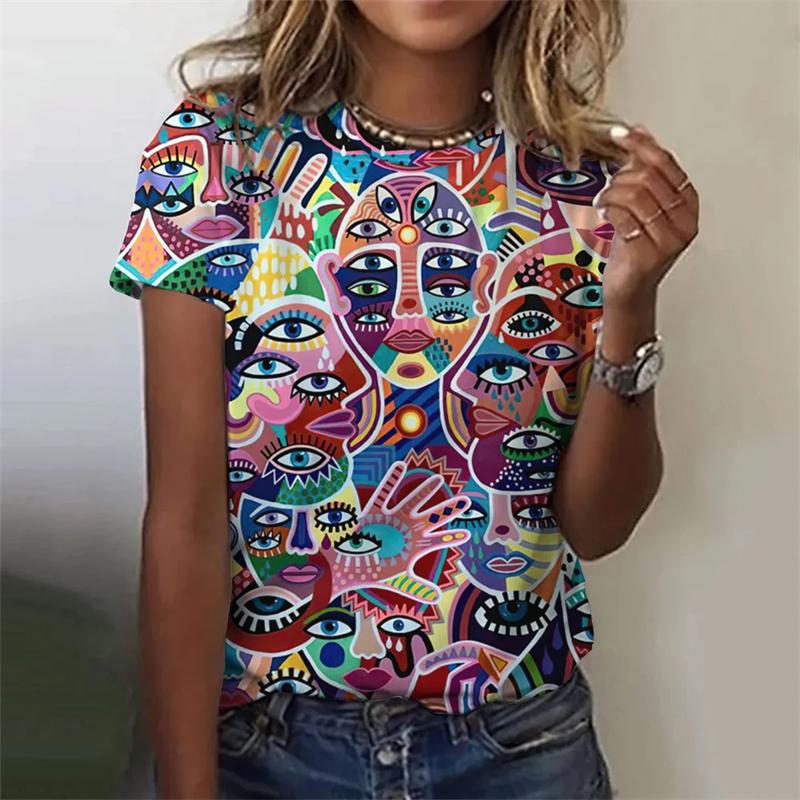 Abstract Women s T-Shirt 3D Abstraction Face Printed Tops Casual Round Neck Short Sleeve Summer Loose T Shirt For Women 8XL
Abstract Women s T-Shirt 3D Abstraction Face Printed Tops Casual Round Neck Short Sleeve Summer Loose T Shirt For Women 8XL