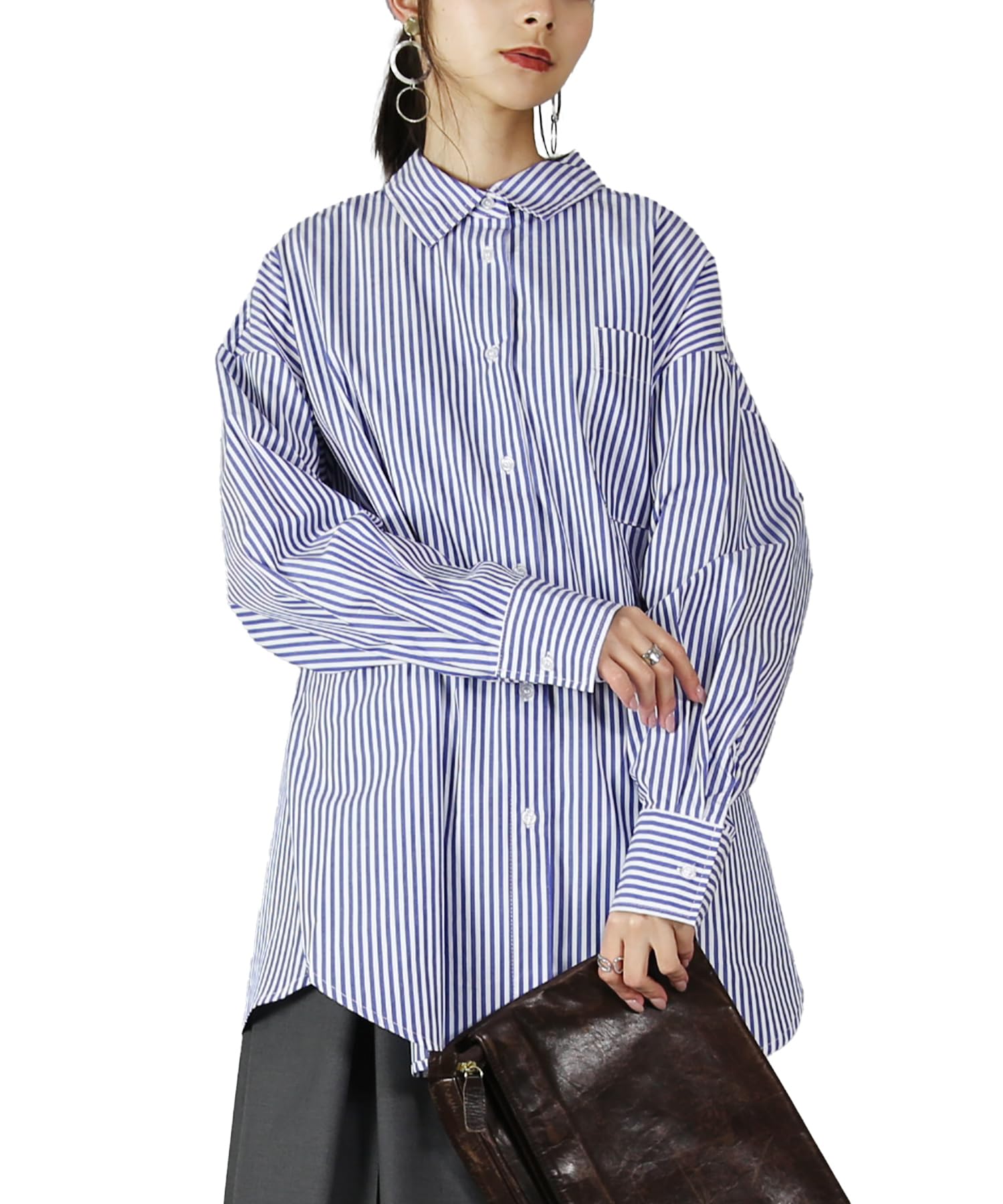 Andit Women s Striped Oversized Shirt, Long Sleeve, Wide Fit, Cotton, Covers the Buttocks, Round Hem, Size M, Navy
Andit Women s Striped Oversized Shirt, Long Sleeve, Wide Fit, Cotton, Covers the Buttocks, Round Hem, Size M, Navy
