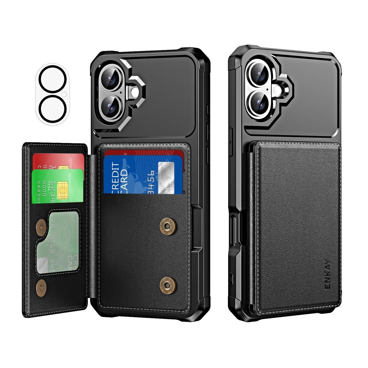 For iPhone 16 ENKAY Hat-Prince Wallet Card Slot Kickstand PU Leather +TPU Back Phone Cover with Camera Lens Film - Black
For iPhone 16 ENKAY Hat-Prince Wallet Card Slot Kickstand PU Leather +TPU Back Phone Cover with Camera Lens Film - Black