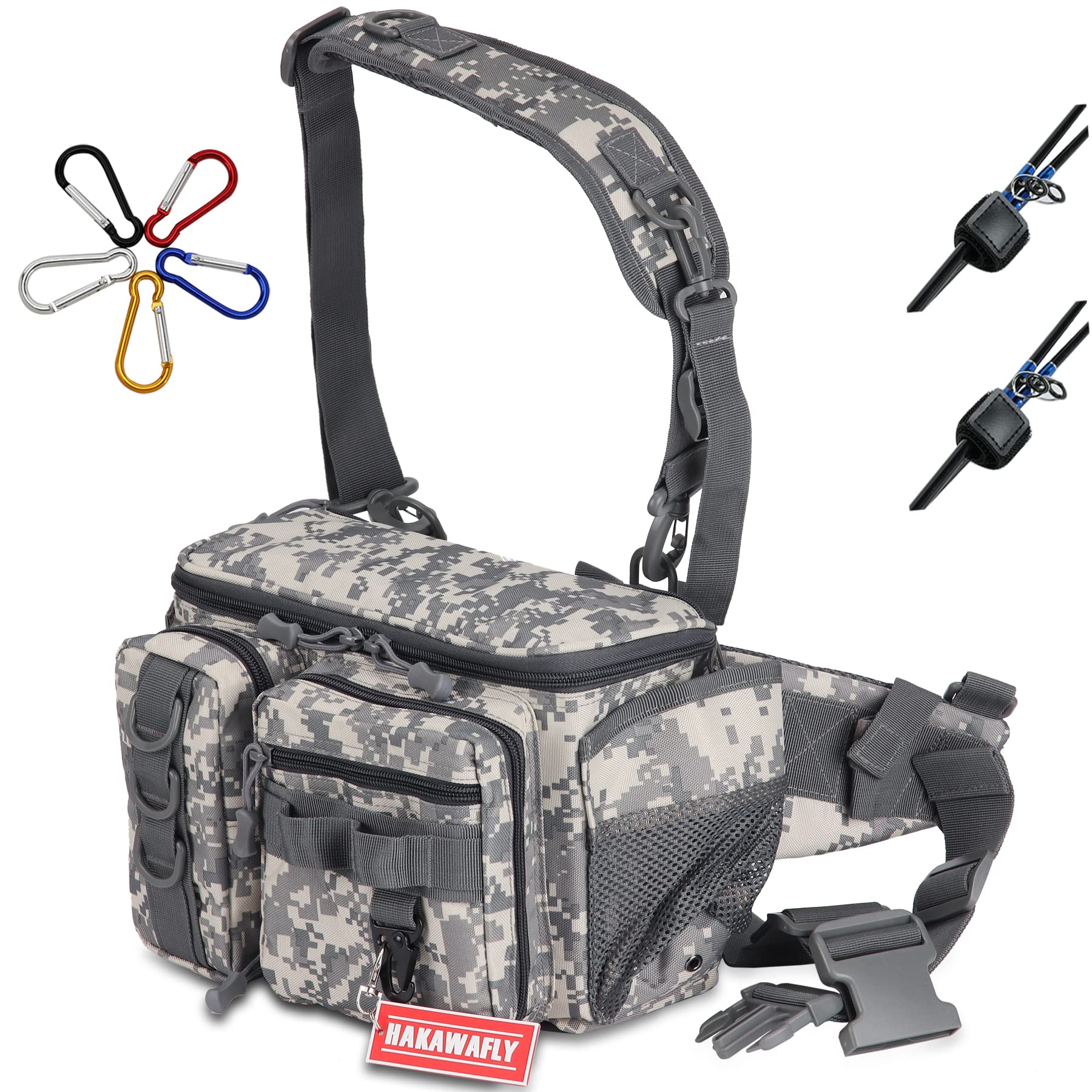 HAKAWAFLY Fishing Wide Large Waist Wide Fishing Tackle Hip Shoulder Pad Water Repellent Includes 2 Rod Holders and 5 Carabiners Bag, Mouth, Capacity,
HAKAWAFLY Fishing Wide Large Waist Wide Fishing Tackle Hip Shoulder Pad Water Repellent Includes 2 Rod Holders and 5 Carabiners Bag, Mouth, Capacity,
