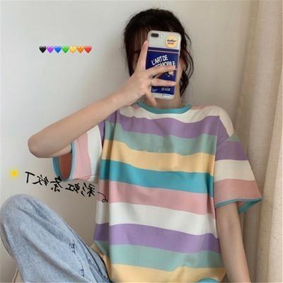 Spring and summer new Korean version of rainbow casual loose short-sleeved T-shirt female tide student on clothes women s clothing M
Spring and summer new Korean version of rainbow casual loose short-sleeved T-shirt female tide student on clothes women s clothing M