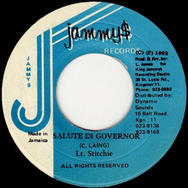 7inch Record LIEUTENANT STITCHIE - Salute Di Governor NONE Jammy s Records 1992 Jamaica Reggae, Ska & Dub Used
7inch Record LIEUTENANT STITCHIE - Salute Di Governor NONE Jammy s Records 1992 Jamaica Reggae, Ska & Dub Used
