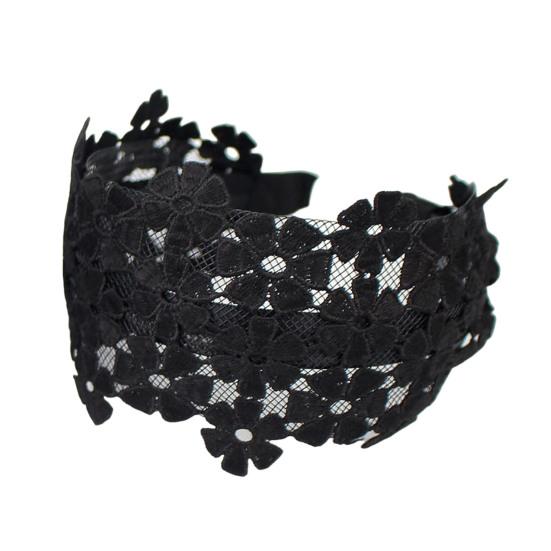Тканевая повязка на голову, довольно долговечная, небьющаяся тканевая повязка на голову, полая кружевная повязка на голову с цветочным рисунком, женская повязка на голову, принадлежности для фотографий чёрный