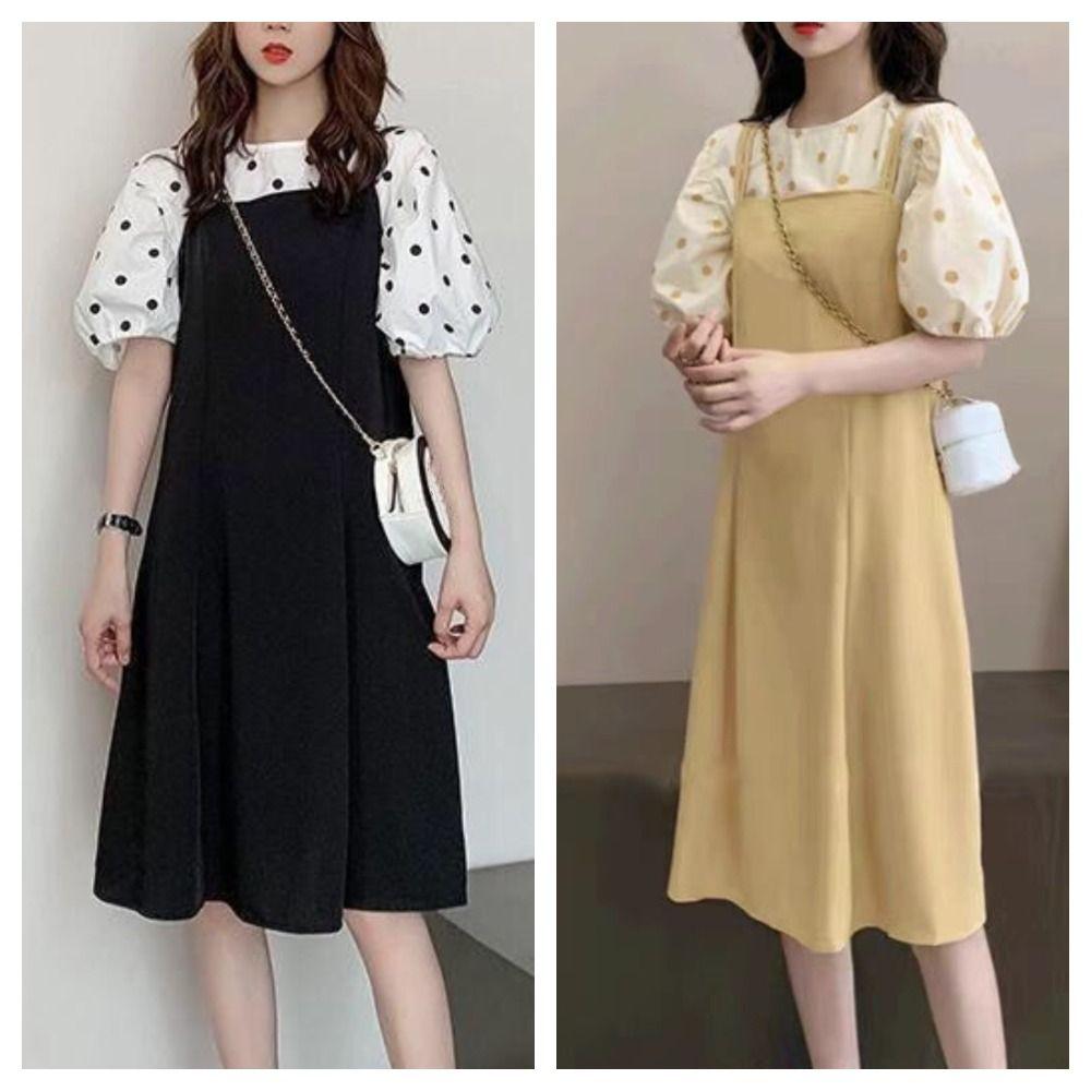 A-line Suspenders Dresses Women Puff Sleeve T shirt Dress All-match Two Piece Set Dress Student XXL жёлтый
A-line Suspenders Dresses Women Puff Sleeve T shirt Dress All-match Two Piece Set Dress Student XXL жёлтый