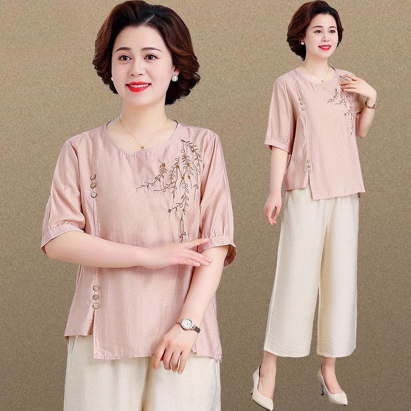 Stylish Embroidered Cotton-Linen Two-Piece Set for Women - 40s, 50s, Middle-Aged & Elderly, Short-Sleeved Shirt 5XL (Recommended for 75-83 kg)
Stylish Embroidered Cotton-Linen Two-Piece Set for Women - 40s, 50s, Middle-Aged & Elderly, Short-Sleeved Shirt 5XL (Recommended for 75-83 kg)