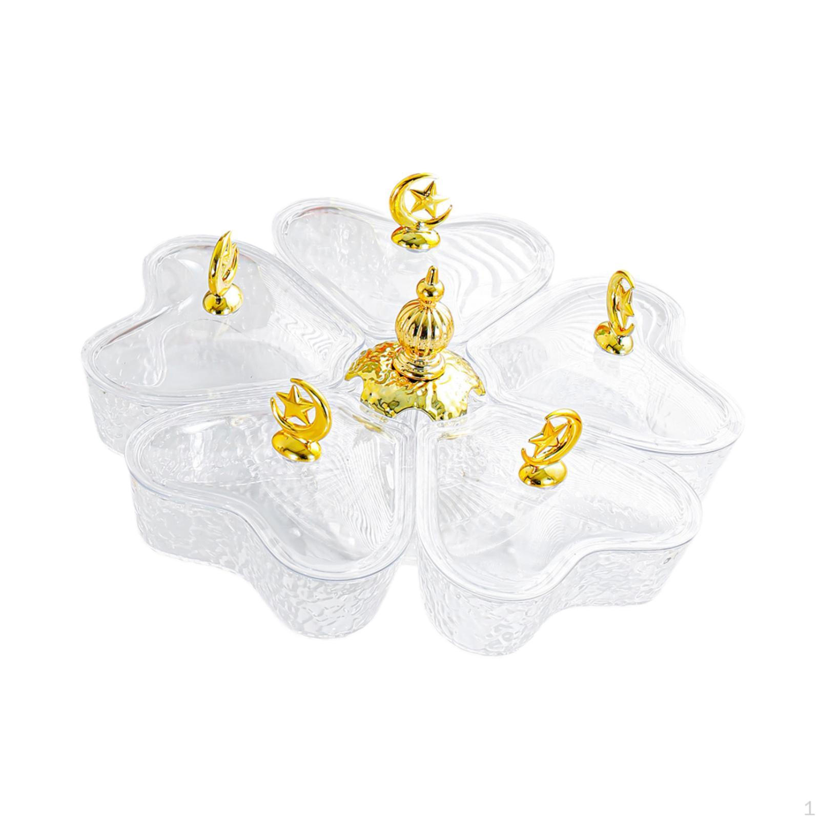 5-Piece Rotating Serving Tray with Lid, Handle, Divider, Organizer for Fruits, Snacks, And Sweets Clear star moon
5-Piece Rotating Serving Tray with Lid, Handle, Divider, Organizer for Fruits, Snacks, And Sweets Clear star moon