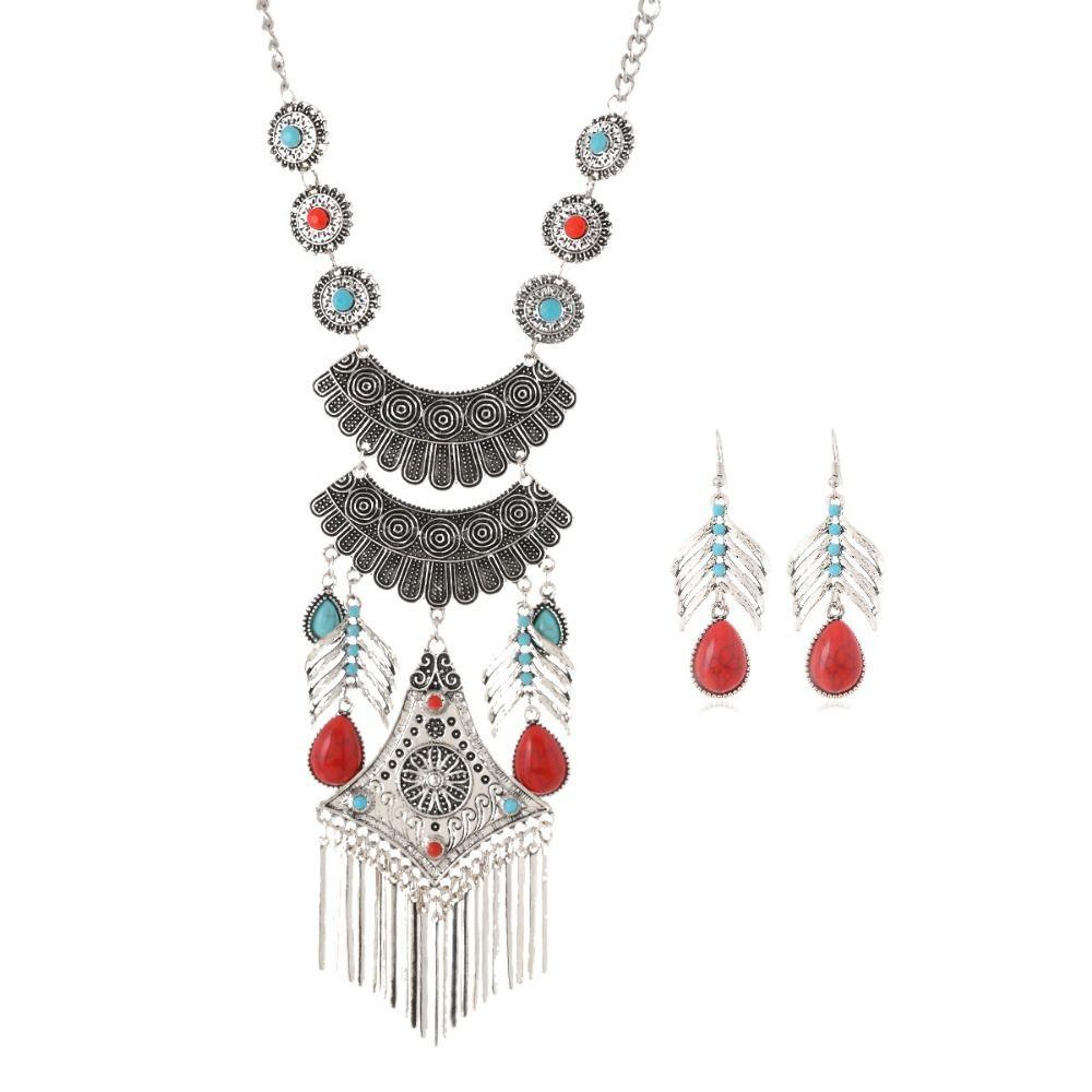 Imitation Turquoise Long Tassels Necklace Earrings Exaggerated Neck Jewelry Bride Wedding золотий
Imitation Turquoise Long Tassels Necklace Earrings Exaggerated Neck Jewelry Bride Wedding золотий