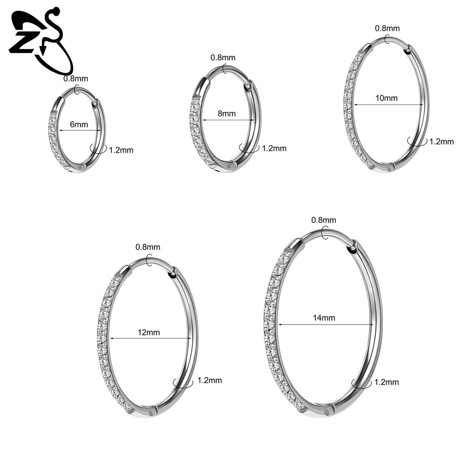 ZS 1 PC 20G Stainless Steel Hoop Earring 6/8/10/12MM Round Stud Earrings CZ Crystal Nose Ring Helix Cartilage Piercings Jewelry 6MM
ZS 1 PC 20G Stainless Steel Hoop Earring 6/8/10/12MM Round Stud Earrings CZ Crystal Nose Ring Helix Cartilage Piercings Jewelry 6MM